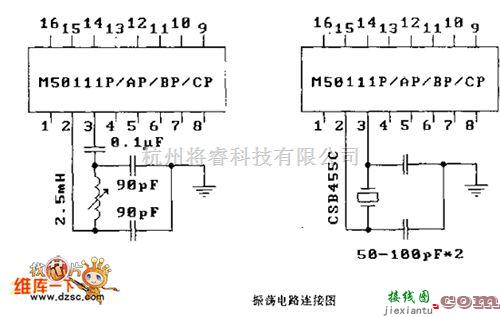 遥控发射中的M50111P／AP／By／CF  振荡电路连接电路图 第1张