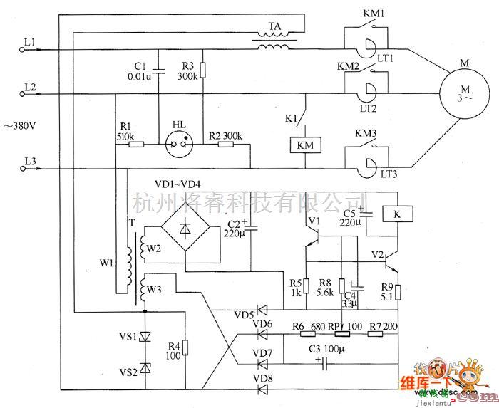 工矿安全电路中的电动机轻载节能器电路图一  第1张