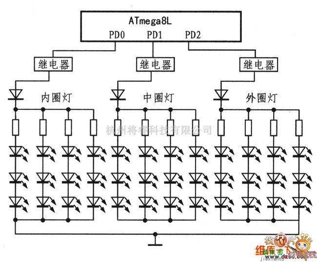 LED电路中的单片机控制LED灯电路图  第1张