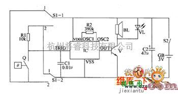 温度/湿度控制[农业]中的温度检测报警器电路图  第1张