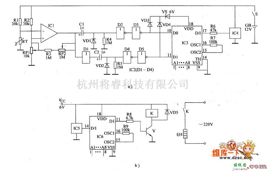 温度/湿度控制[农业]中的温度控制器电路图（十五）  第1张