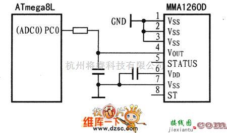 接口电路中的MMA1260D与ATmega8L的接口电路图  第1张