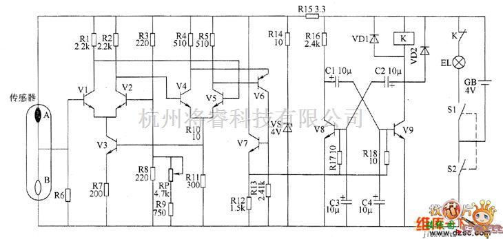 工矿安全电路中的瓦斯超限报警矿灯电路图一  第1张