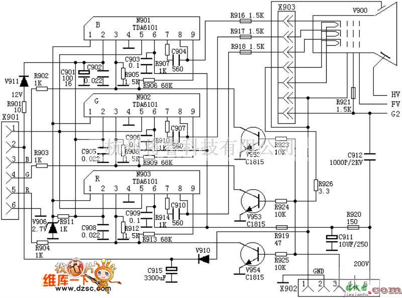 电源电路中的基于一种视放TDA6101电路图  第1张