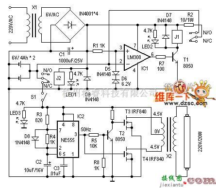 电源电路中的应急灯电路板电路图  第1张