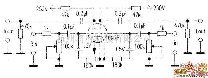 语音电路中的6N7P胆电路前级电路图  第1张
