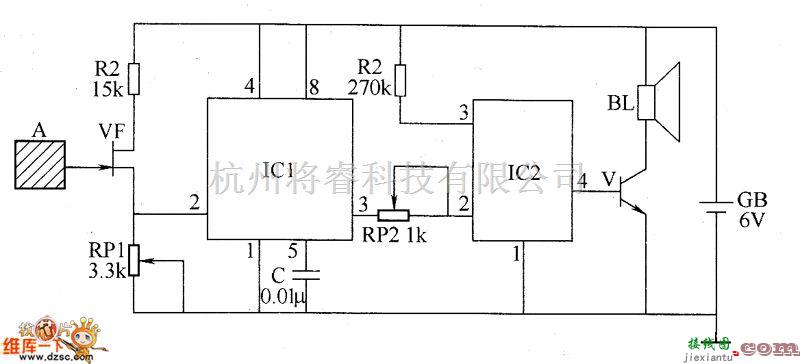 工矿安全电路中的危险区域警示器电路图三  第1张