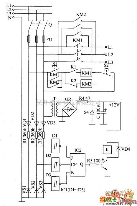 三相信号产生中的三相交流电恒相序控制器电路图  第1张