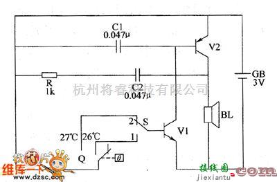 温度/湿度控制[农业]中的水稻育苗床高温报警器电路图  第1张