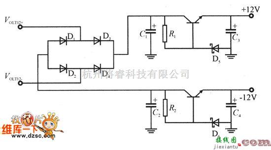 电源电路中的±12V电压转换电路图  第1张