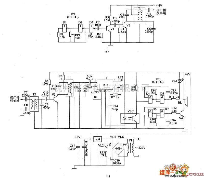 综合中的农村有线广播断线告知器电路图  第1张