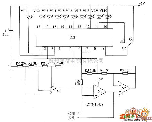 仪器仪表中的砖坯水分检测器电路图三  第1张