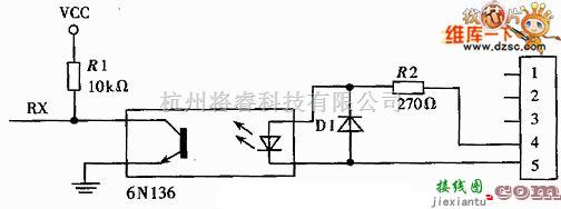 无线接收中的MIDI接收电路图  第1张