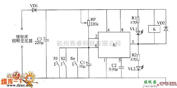 保护电路中的钻床安全保护控制器电路图  第1张