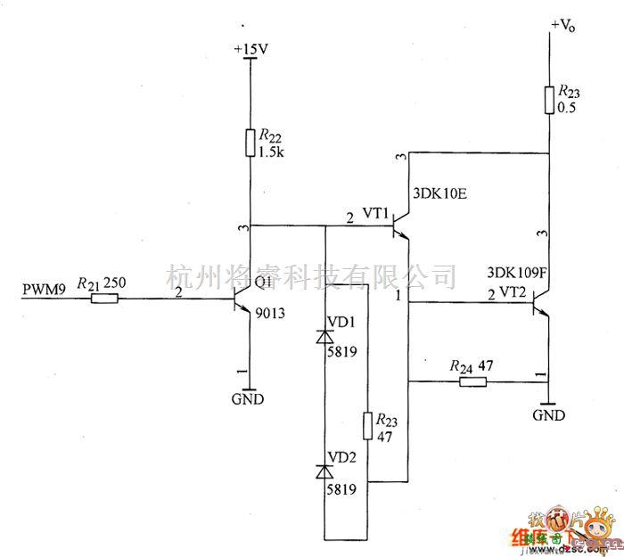 晶闸管控制中的功率晶体管的达林顿驱动电路图  第1张