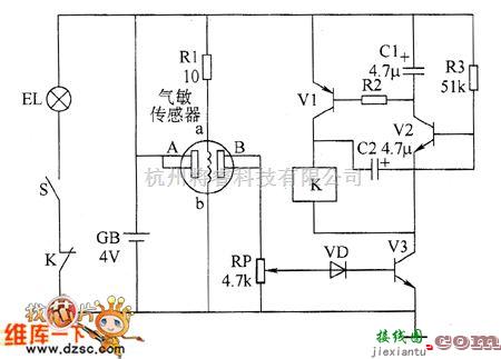 工矿安全电路中的瓦斯超限报警矿灯电路图二  第1张