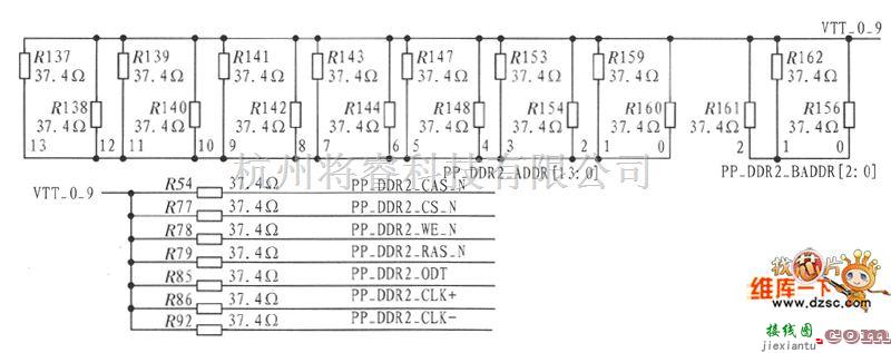 综合电路中的HY5PS121621BFP地址/控制的末端并联终端电路图  第1张