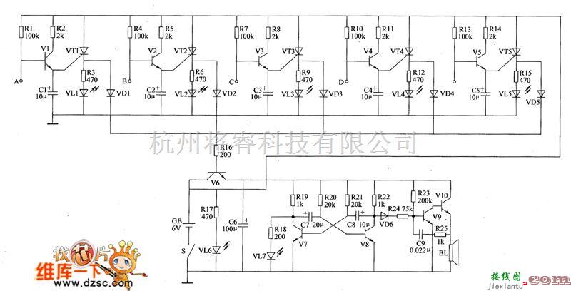 收割播种中的播种机喷水管断水报警器电路图（二）  第1张