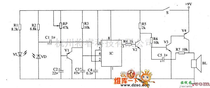 收割播种中的播种机种子通道堵塞报警器电路图(－)  第1张