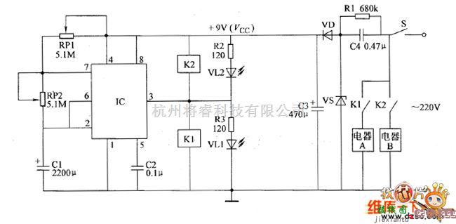 定时中的间歇通电控制器电路图四  第1张