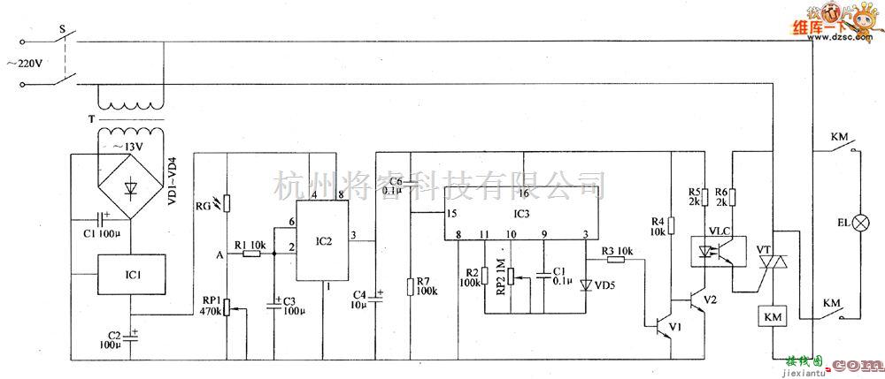 养殖中的养鸡场自动补光灯电路图三  第1张