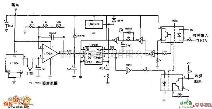 耦合隔离放大电路中的光隔离数据采集电路图  第1张