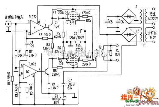 电子管功放中的高保真32瓦el34胆管功放电路图  第1张