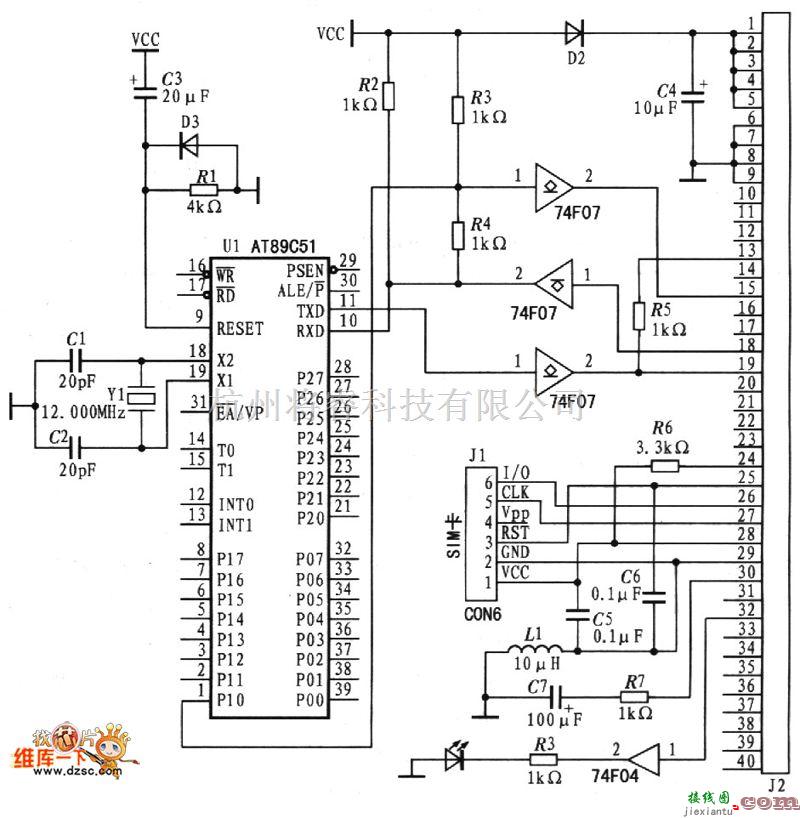 接口电路中的TC35i与AT89C51的接口电路图  第1张