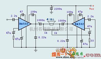 音频处理中的BA532组成BTL应用电路图  第1张