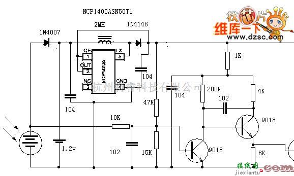 控制电路中的太阳能小夜灯电路图  第1张