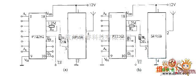 遥控发射中的SF05A／B组成的发射电路图  第1张