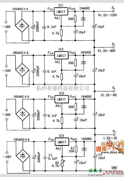 电源电路中的用LM317制作简易电源电路图  第1张