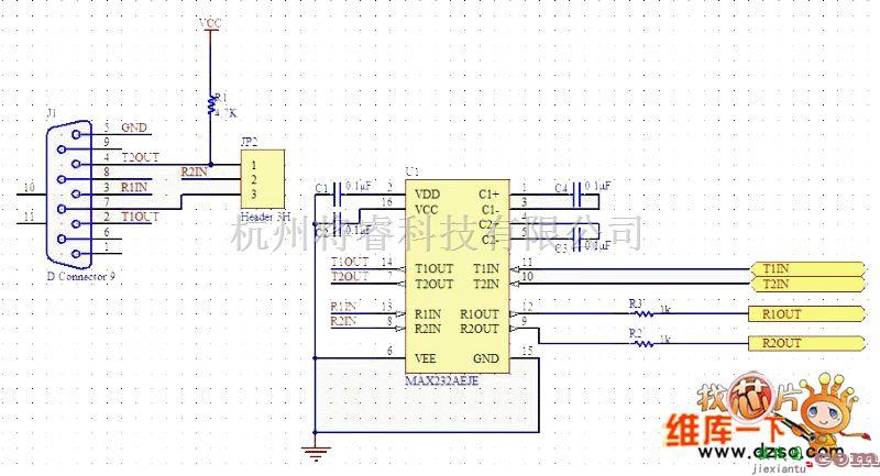 通信电路中的RS232串口通信电路图  第1张