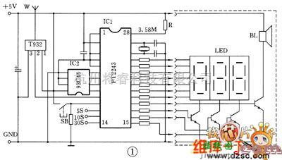 遥控电路中的多路无线遥控接收主机电路图  第1张