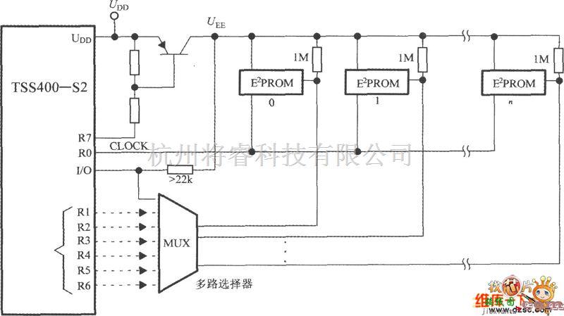 传感信号处理中的低功耗可编程传感器信号处理器TSS400-S2与E2PROM的接线图电路图  第1张