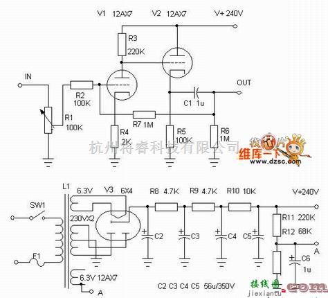 音频处理中的无胆电路图  第1张