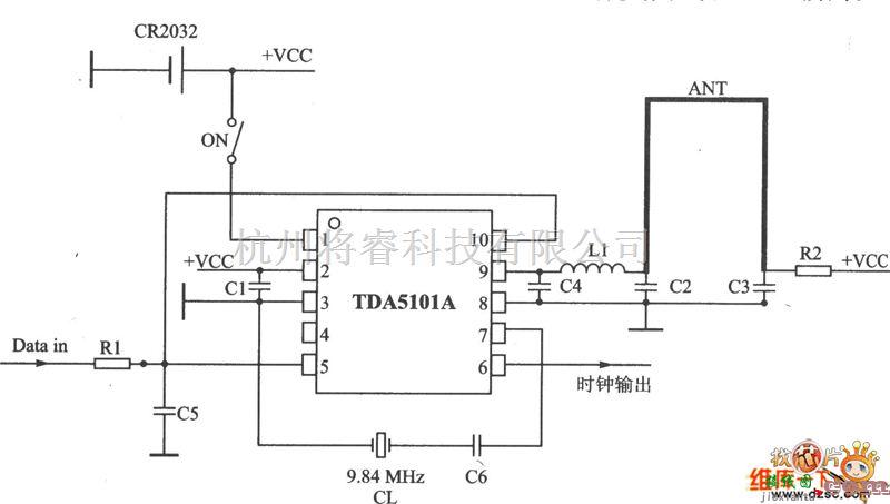 无线发射中的TDA5101A ASK 315 MHz发射器电路图  第1张