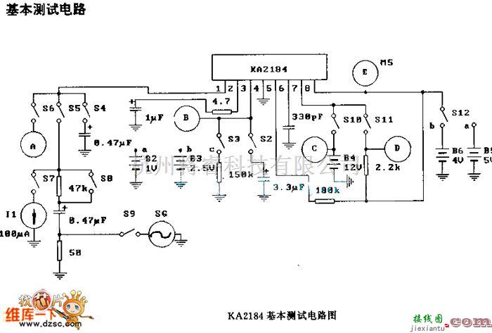 遥控发射中的KA2184  基本测试电路图 第1张