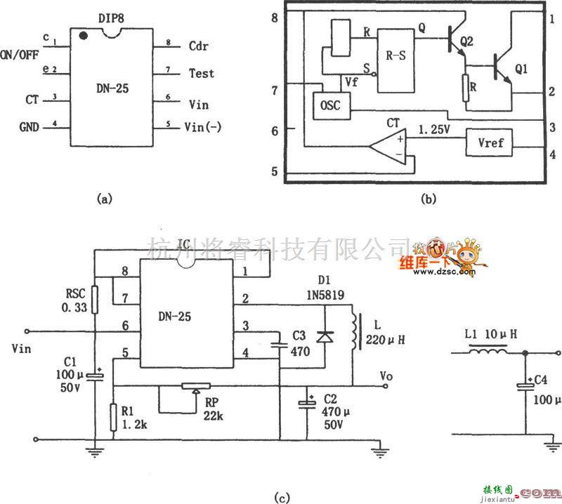 开关稳压电源中的单片式开关稳压器dn-25构成的开关电源电路图  第1张