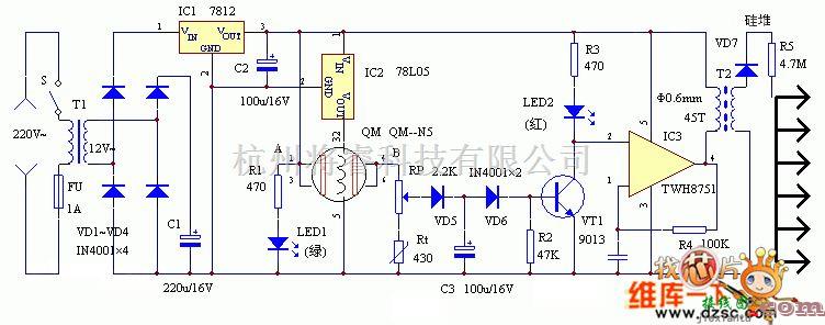 自动控制中的自动空气清新器电路图  第1张