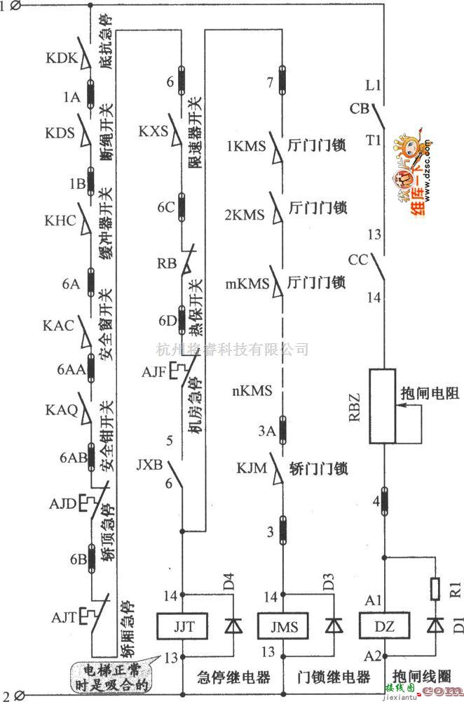 电梯控制中的北京五洲电梯控制柜电路图  第1张