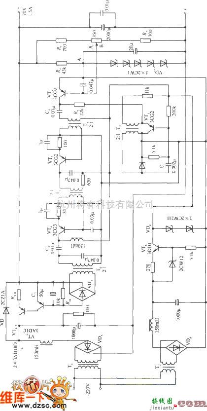 稳压电源中的70V稳压电源电路图  第1张