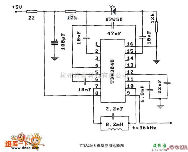 遥控发射中的TDA3048典型应用电路图  第1张