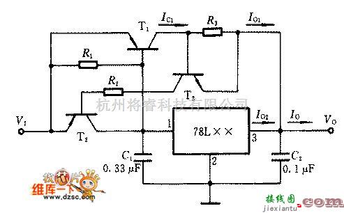 模拟电路中的三端稳压芯片串联稳压扩流电路图  第2张