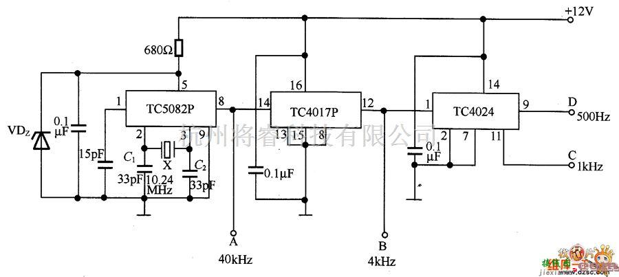 振荡电路中的频率合成器集成电路构成的振荡电路图  第1张