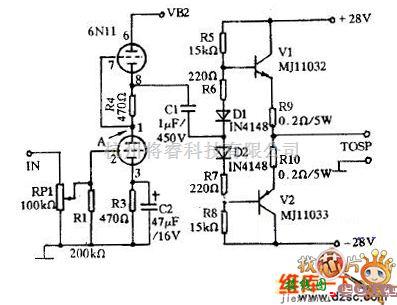 电子管功放中的自制胆石混合式hi-fi功放电路图  第1张