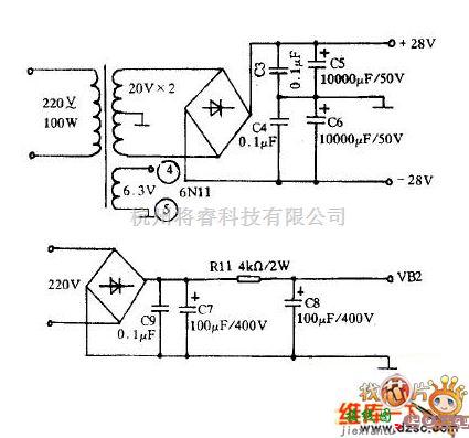 电子管功放中的自制胆石混合式hi-fi功放电路图  第2张