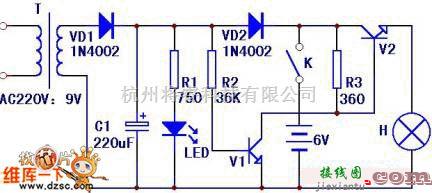 灯光控制中的自制简易应急灯电路图  第1张