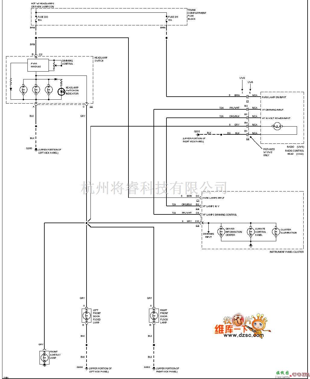 沃尔沃中的Volvo沃而沃S40仪表板照明电路图  第1张