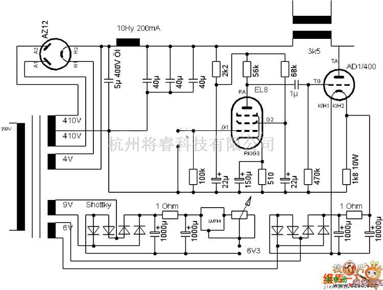 综合电路中的EL8+AD1/400小功率单端电路图  第1张